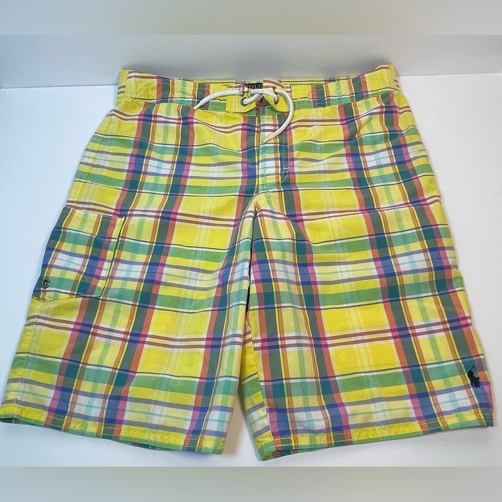 Polo Ralph Lauren Swim Trunks Big Boys Large 14-16 Plaid Liner Board Shorts